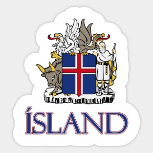 Iceland - Coat of Arms Design (Icelandic Text) Sticker